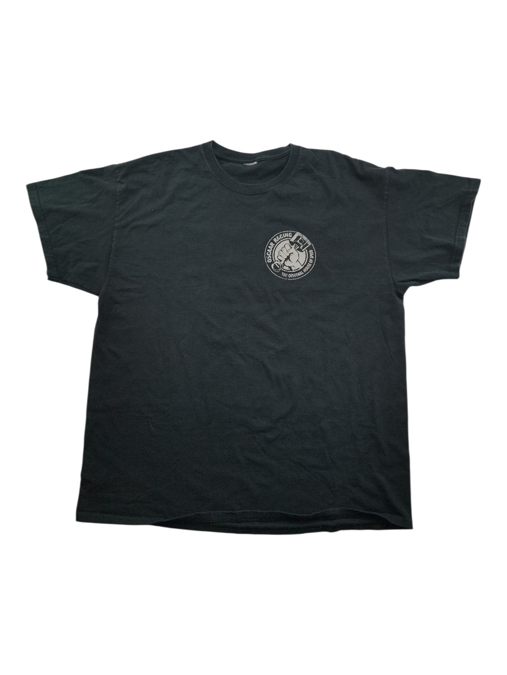 Vintage OSCAAR Racing Men Black Graphic Tee Motorsport Garage Shirt